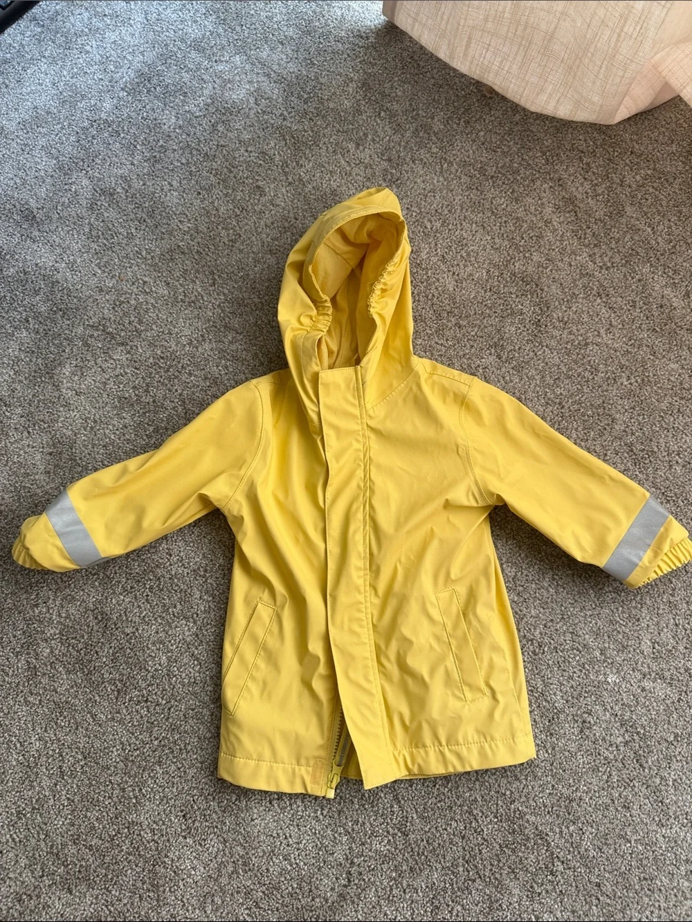 Cat & Jack Yellow Hooded Raincoat with Reflective Sleeve Bands